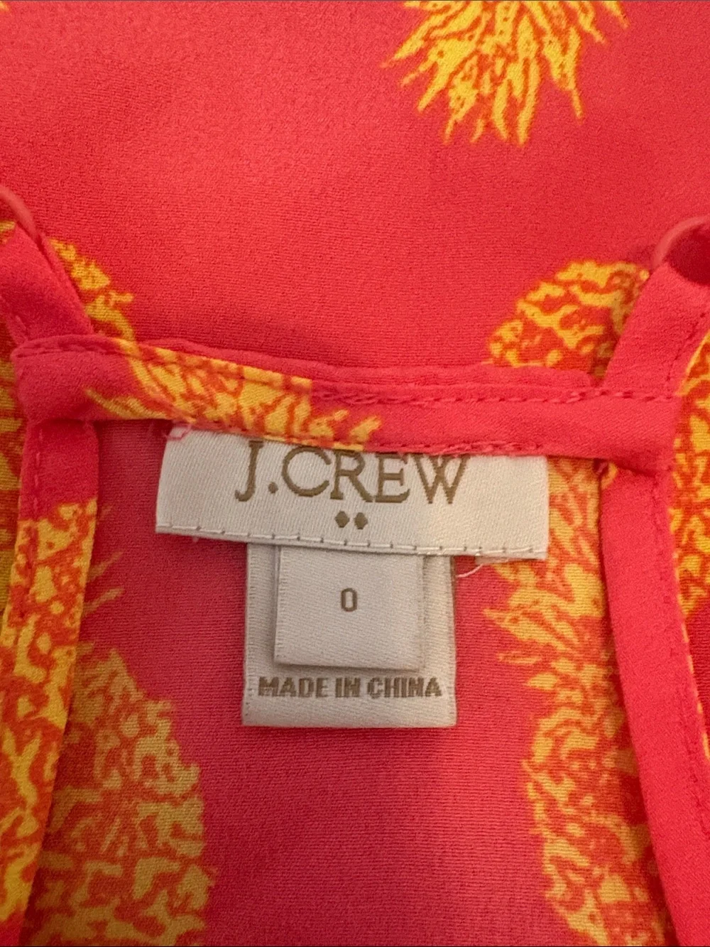 J. Crew Red Pineapple Print Silk Camisole
